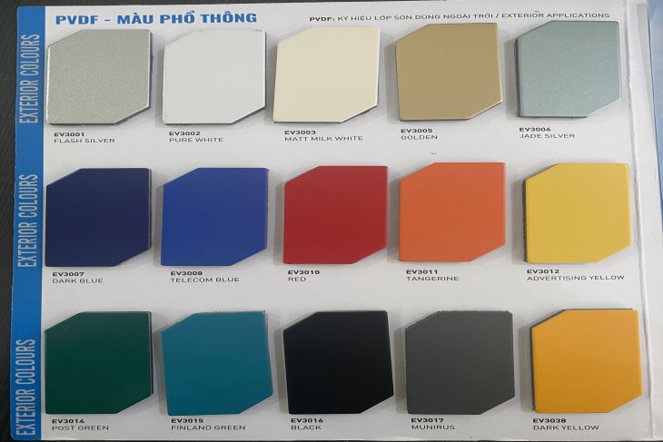 Aluminium Alcorest ngoài trời có bảng màu phổ thông đa dạng màu sắc với nhiều màu độc đáo, mới lạ