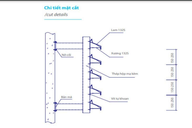 Cấu tạo lam chắn nắng nhôm 132S