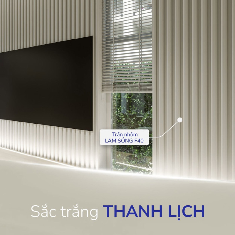 Trần nhôm lam sóng F40 mang đến không gian sang trọng, hiện đại