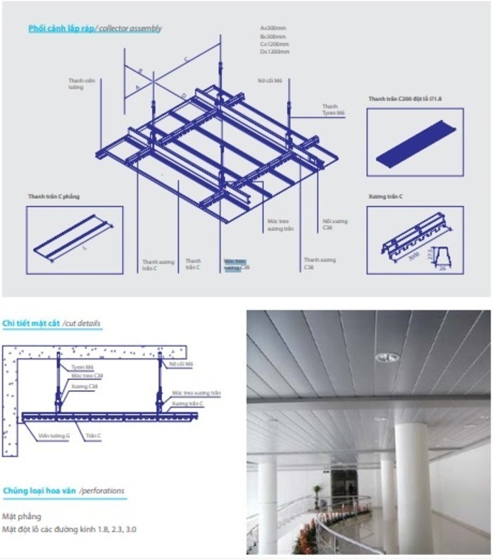 Cấu tạo trần nhôm C200