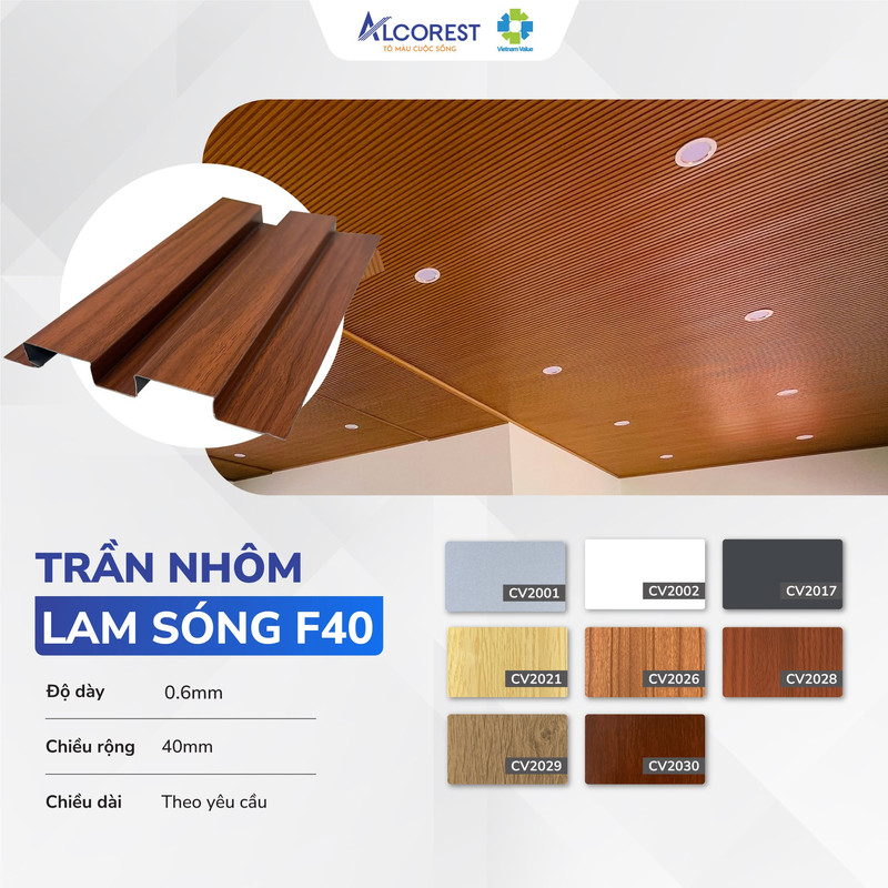 Trần nhôm lam sóng F40 - làn sóng mới cho không gian kiến trúc