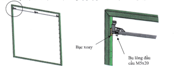 Lắp thanh xương đỡ thanh lam giữa khung xương chính
