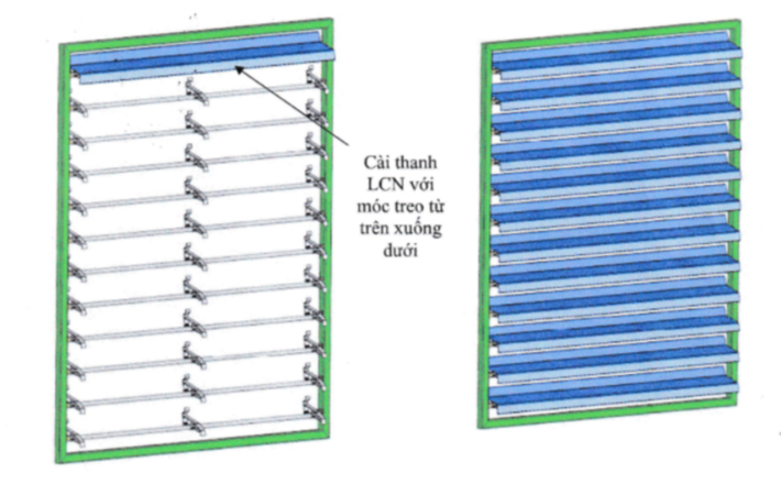 Cài thanh lam chắn nắng vào móc treo trên thanh xương