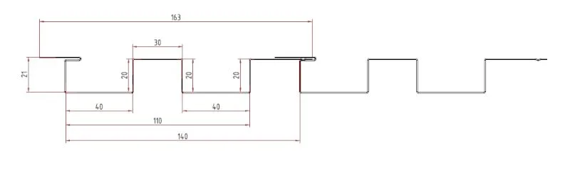 Mặt cắt KT của trần lam sóng F40 