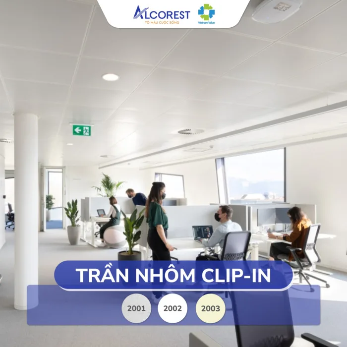 Trần nhôm Clip-in khung ẩn tạo bề mặt liền mạch, dễ tháo lắp bảo trì hệ thống kỹ thuật