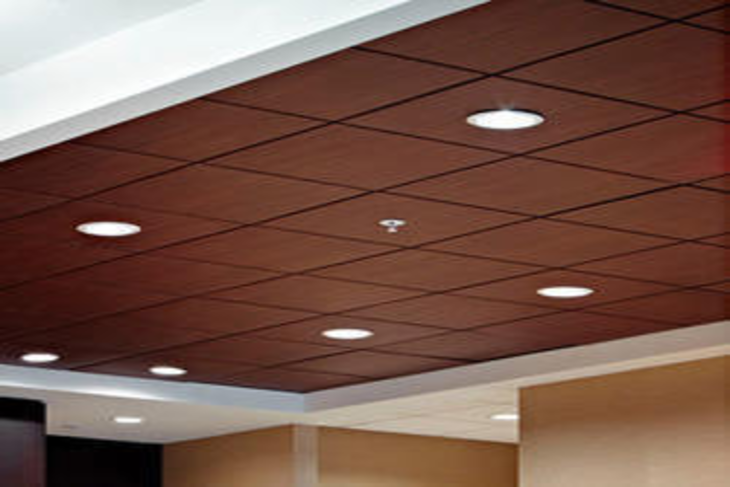 Tấm Alu mang màu sắc nâu đậm kết hợp cùng đèn led tròn