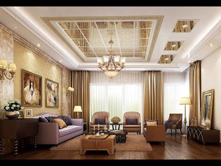 Trần thả nhôm kết hợp trần thạch cao