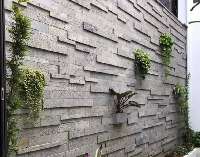 Đá ốp tường là lựa chọn phổ biến cho các công trình có không gian xanh ngoài trời