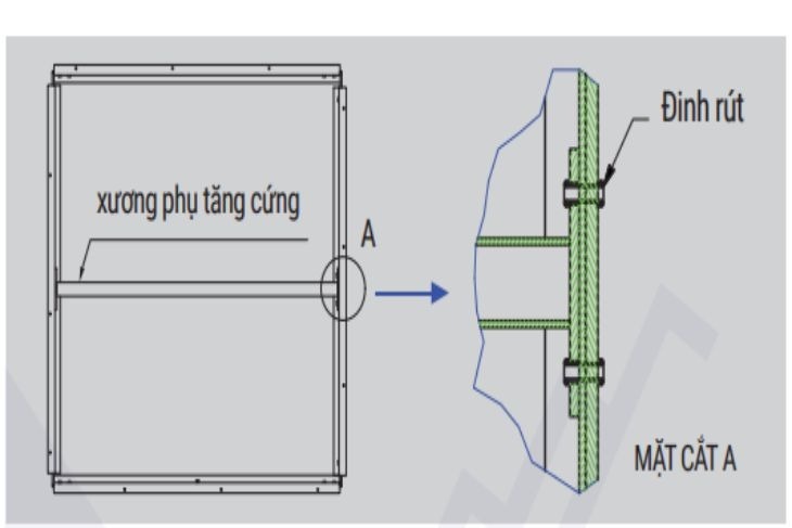 Với các tấm Alu khổ lớn cần sử dụng xương tăng phụ