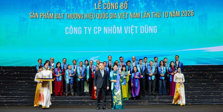 Nhôm Việt Dũng lần thứ 4 liên tiếp đạt Danh hiệu Thương Hiệu Quốc Gia Việt Nam 2026