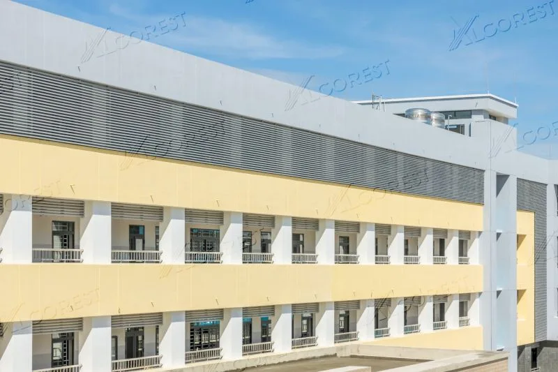 Trường THCS Lai Uyên Cơ sở mới dùng hơn 550m2 Lam chắn nắng 85C của Alcorest