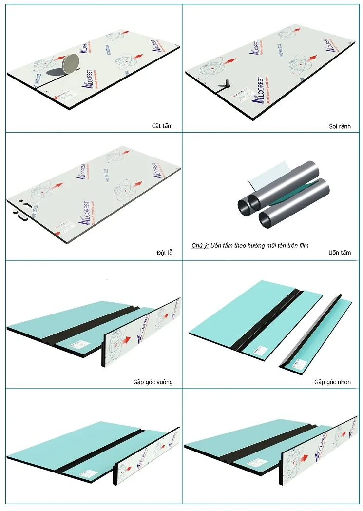 Bề mặt láng mịn cùng khả năng linh hoạt trong cấu tạo của tấm nhôm nhựa Alcorest giúp khách hàng dễ dàng thiết kế theo hình dáng ưng ý