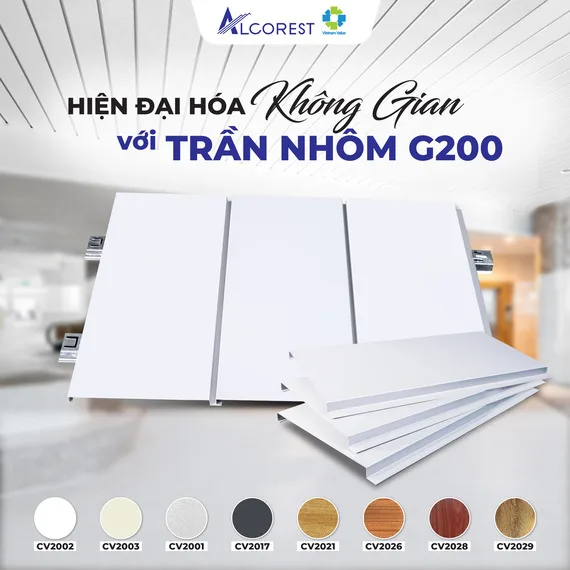 Trần nhôm G200 – giải pháp trần kim loại cao cấp cho không gian hiện đại và sang trọng