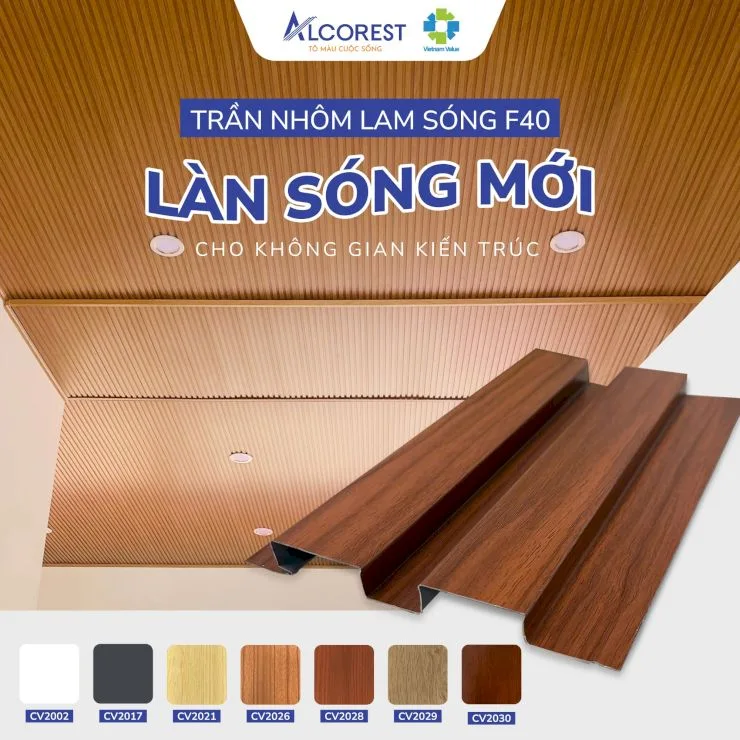 Trần nhôm lam sóng F40 - làn sóng mới cho không gian kiến trúc
