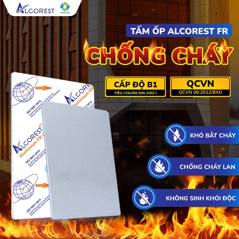 Sử dụng Tấm ốp Alcorest FR – vật liệu chống cháy tối ưu, nâng cao tiêu chuẩn an toàn cho không gian sống và làm việc